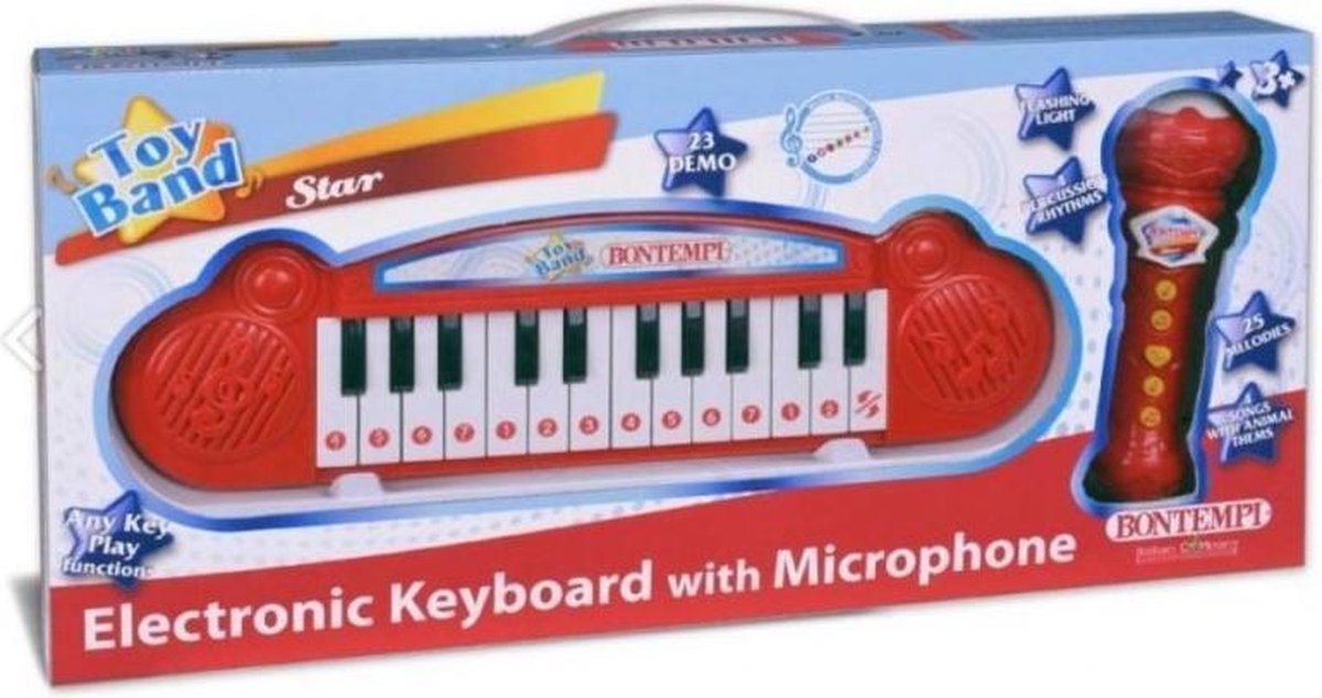 Bontempi Mini Keyboard met Karaoke Microfoon - Rood