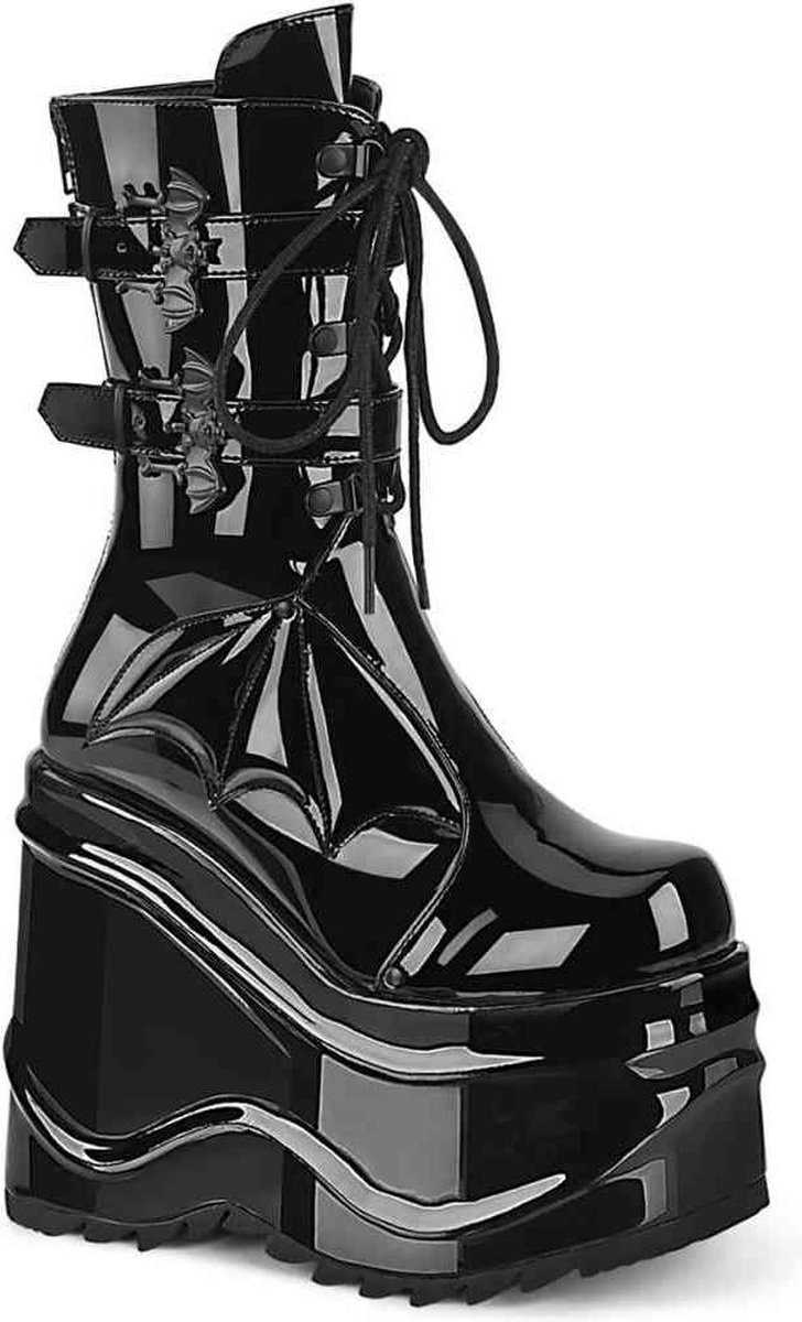 Demonia Plateau Laarzen -36 Shoes- WAVE-150 Vleermuis Zwart - Schoenen.nl