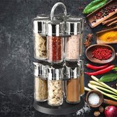 Decopatent® Spice rack Round Spice Carousel for 12 pots - INCL Spices - Carrousel à épices rotatif - Support à épices debout