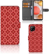 Smartphone Hoesje Geschikt voor Samsung Galaxy A42 5G Wallet Book Case Batik Red
