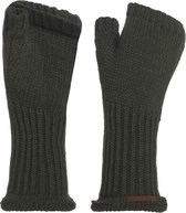 Knit Factory Cleo Gebreide Dames Vingerloze Handschoenen - Handschoenen voor in de herfst & winter - Groene handschoenen - Polswarmers - Khaki - One Size