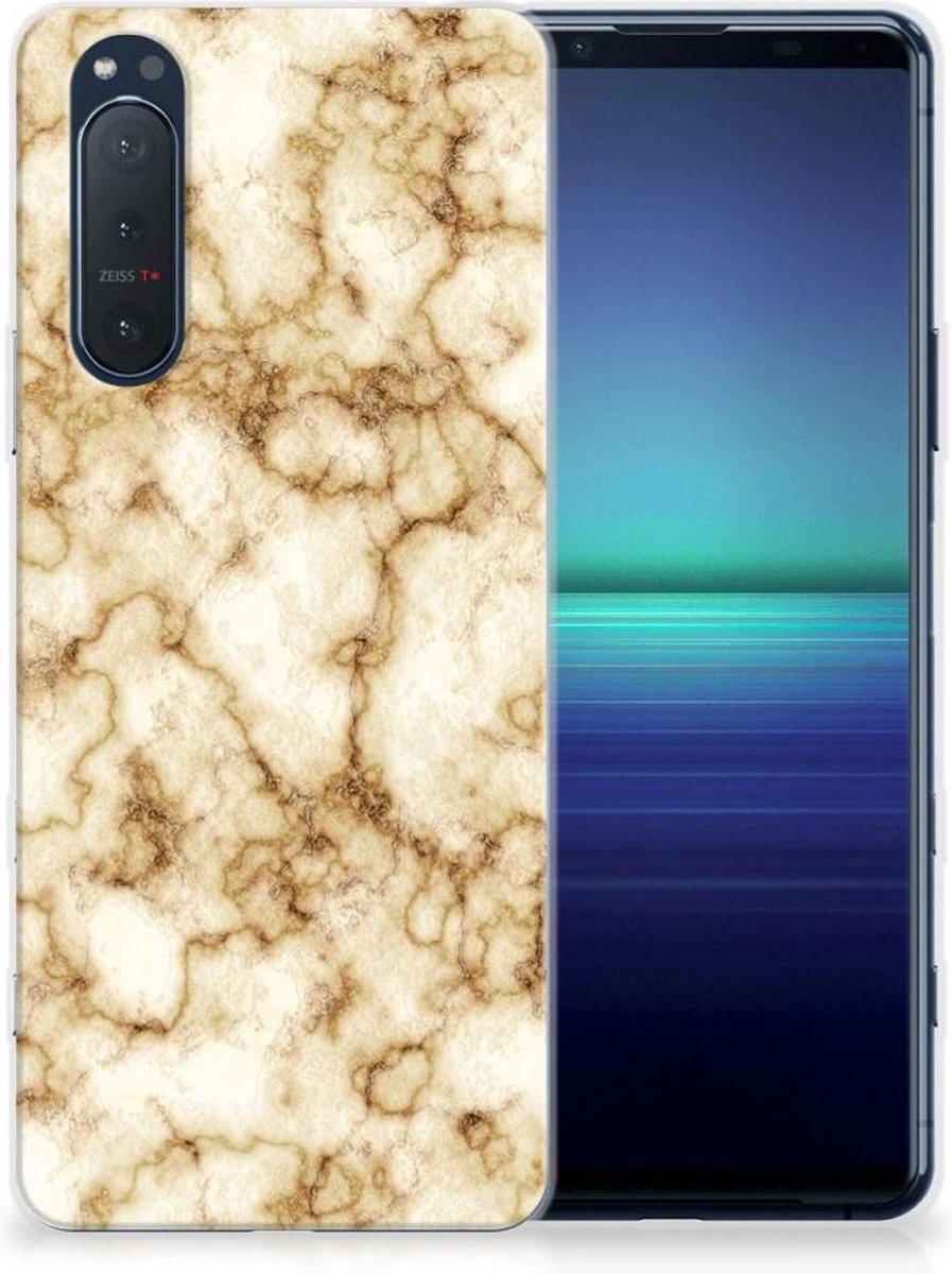 Sony Xperia 5II TPU Siliconen Hoesje Marmer Goud