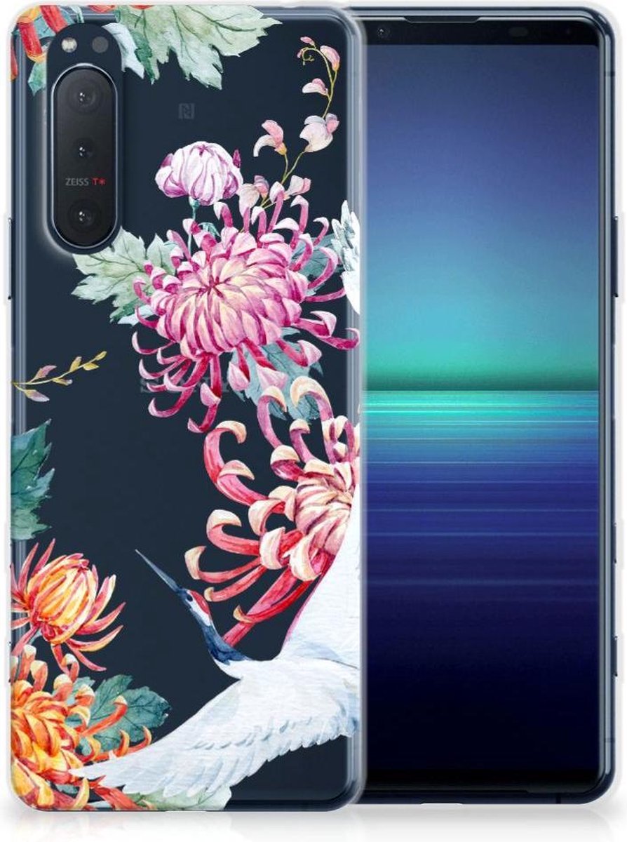 Sony Xperia 5II TPU Hoesje Bird Flowers