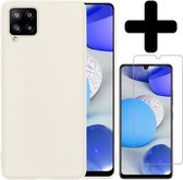 Samsung A42 Hoesje Siliconen Case Wit Met Screenprotector - Samsung Galaxy A42 Hoesje Wit Siliconen Case Cover - Samsung A42 Hoes Siliconen Met Screenprotector