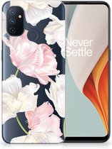 GSM Hoesje OnePlus Nord N100 Back Case TPU Siliconen Hoesje Doorzichtig Mooie Bloemen