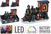 Scène de Noël - Village de Noël - Locomotive à vapeur - Train avec éclairage LED - 2 essieux - B / O