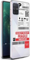iMoshion Hoesje Geschikt voor Samsung Galaxy A71 Hoesje Siliconen - iMoshion Design hoesje - Transparant / Meerkleurig / Shipping label
