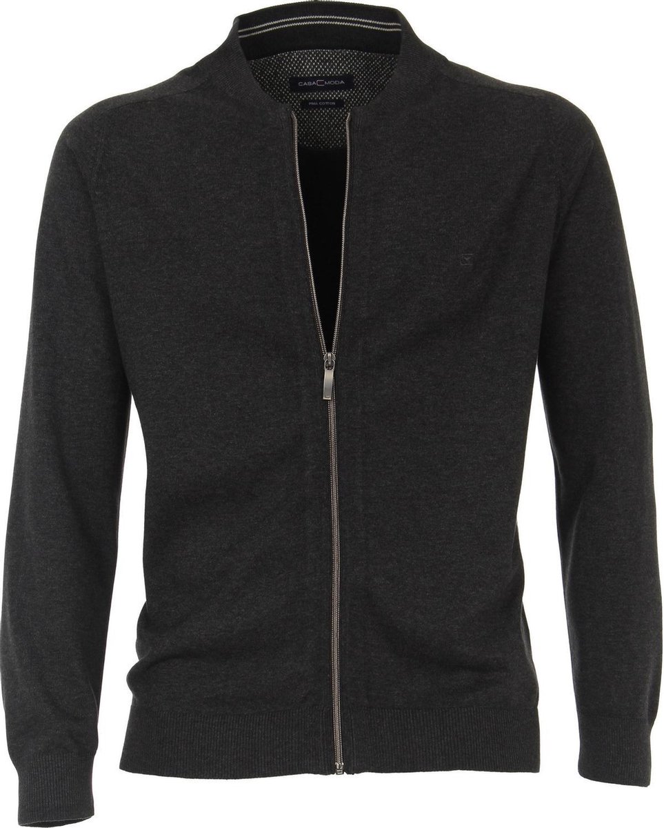Casa Moda Vest Zip Donkergrijs - Maat S - Heren