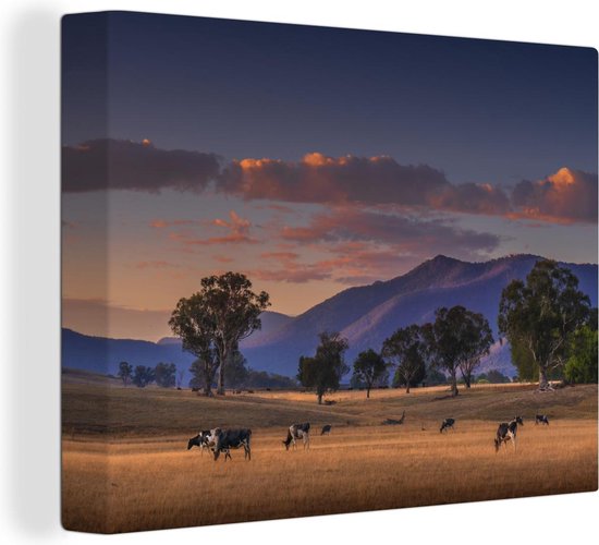 Canvas Schilderijen - Zonsondergang boven een boerderijlandschap in Australië - Wanddecoratie