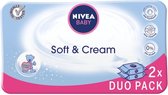 NIVEA Bébé Soft & Cream chusteczki oczyszczające duopack 2x63szt.