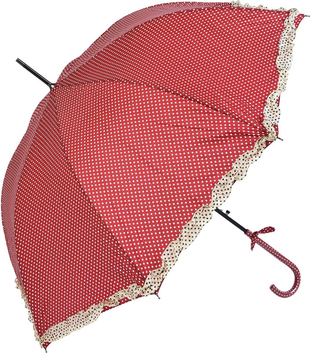 Juleeze Paraplu Volwassenen Ø 90 cm Rood Polyester Stippen Regenscherm