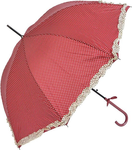 Foto: Juleeze paraplu volwassenen 90 cm rood polyester stippen regenscherm