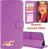 EmpX Telefoonhoesje - Book Case - Geschikt Voor Huawei Ascend Y600 - Paars