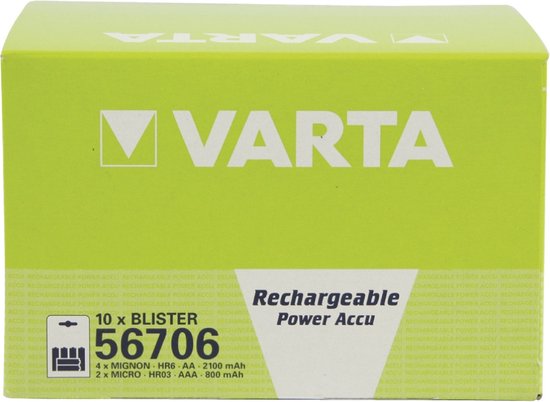 Varta V56706496 Ready2Use 4x AA + 2x AAA Oplaadbare Batterijen - Varta