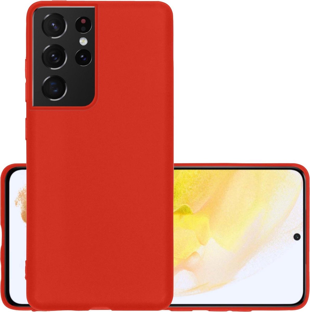 Hoesje - Geschikt voor Samsung Galaxy S21 Ultra - Sterk & Shockproof - Hoes Cover - Siliconen Case - Rood