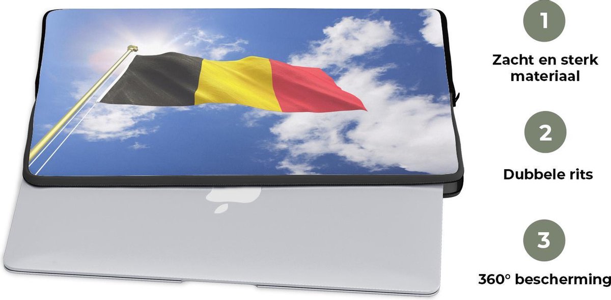 Laptophoes 14 inch - De vlag van België wappert in de lucht - Laptop sleeve  -... | bol.