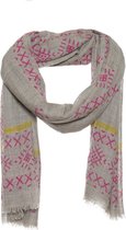 Sjaal roze - 100% wollen sjaal - kruisjes print