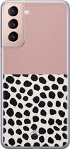 Samsung S21 Plus hoesje siliconen - Stippen roze | Samsung Galaxy S21 Plus case | Roze | TPU backcover transparant