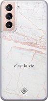 Samsung S21 Plus hoesje siliconen - C'est la vie | Samsung Galaxy S21 Plus case | Bruin/beige | TPU backcover transparant