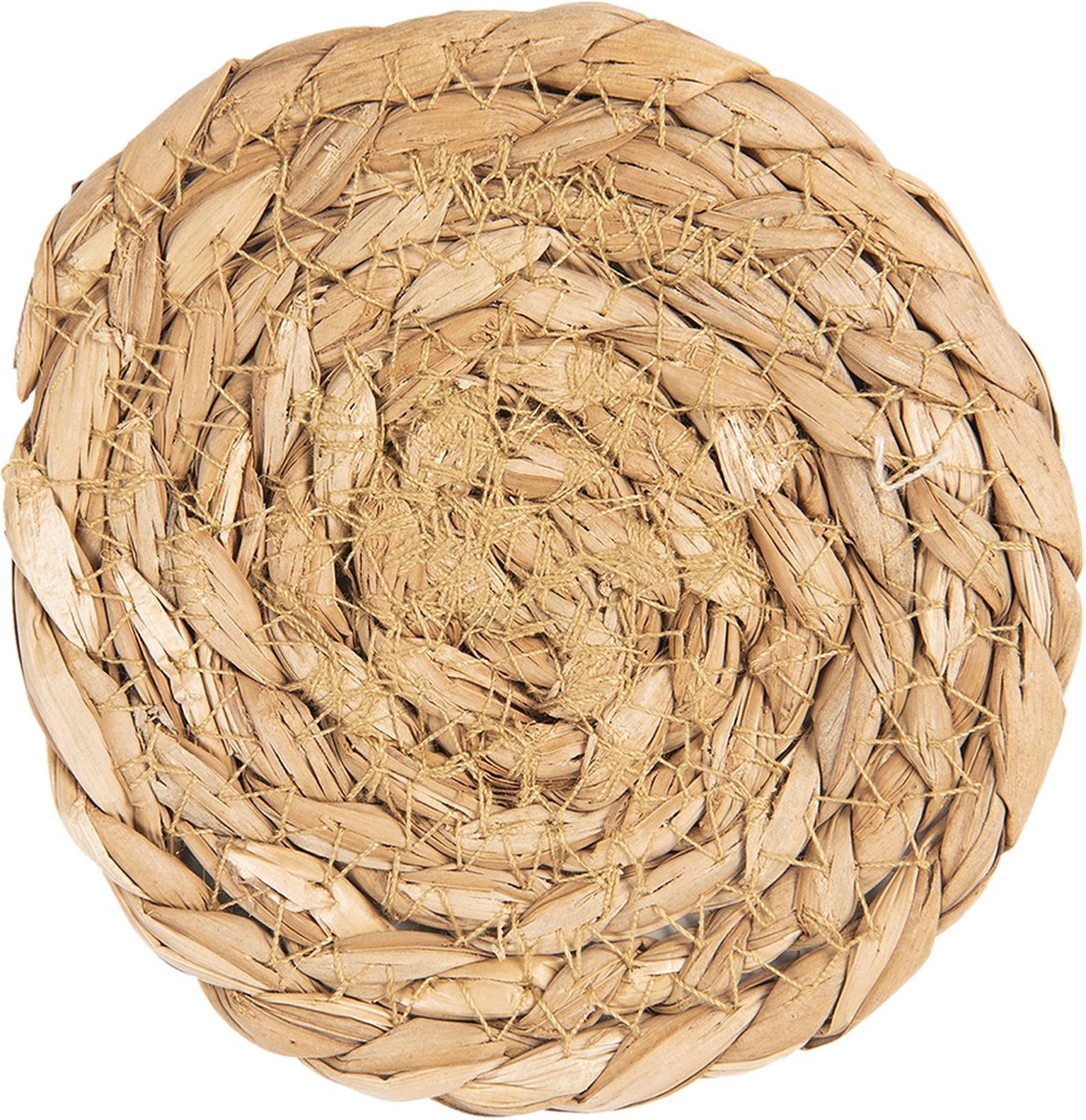 Clayre & Eef Onderzetters voor Glazen Ø 12x1 cm Bruin Zeegras Rond Onderlegger