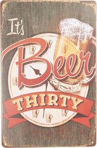 Clayre & Eef Tekstbord 20*30 cm Meerkleurig Ijzer Rechthoek It's Beer Thirty Wandbord Quote Bord Spreuk