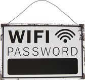Clayre & Eef Tekstbord 30*20 cm Zwart Metaal Rechthoek WiFi Password Wandbord Quote Bord Spreuk