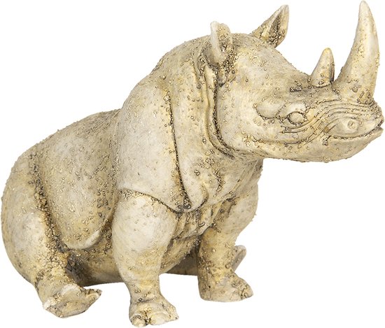 Clayre & Eef Figurine Rhinocéros 27x15x17 cm Beige Polyrésine Rhinocéros Accessoires de maison