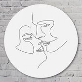 Muurcirkel ⌀ 60 cm - Muurcirkel Couple Goals - Kunststof Forex - Abstract - Rond Schilderij - Wandcirkel - Wanddecoratie