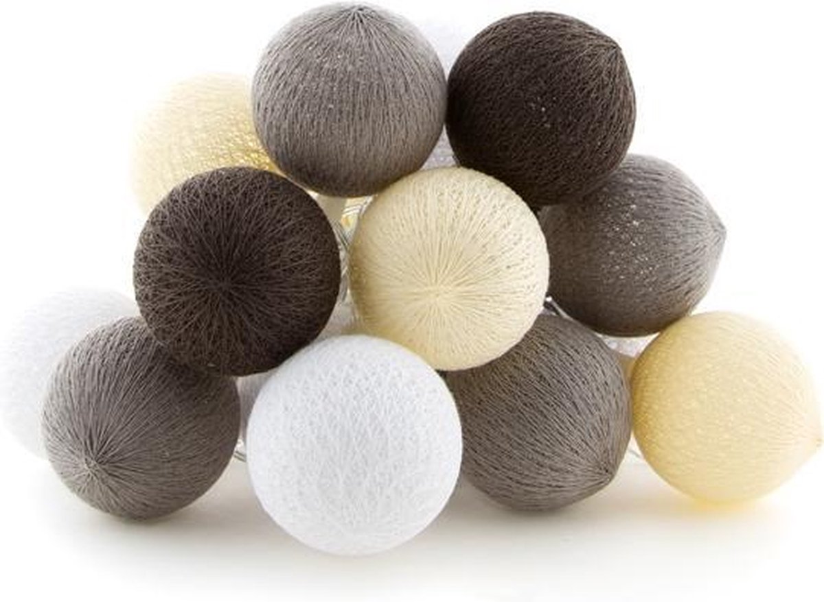 Cotton Ball Lights buiten feestverlichting bruin 20 ballen Marron