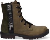 Braqeez 419770-569 Meisjes Biker Boots - Groen - Leer - Veters