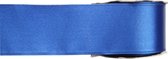 1x Hobby/decoratie blauwe satijnen sierlinten 2,5 cm/25 mm x 25 meter - Cadeaulint satijnlint/ribbon - Striklint linten blauw