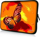 Sleevy 11,6 laptophoes oranje/roze vlinder - laptop sleeve - Sleevy collectie 300+ designs