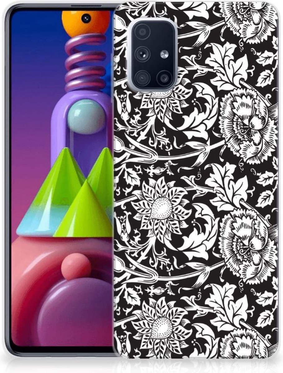 TPU Hoesje voor Samsung Galaxy M51 TPU Case Black Flowers