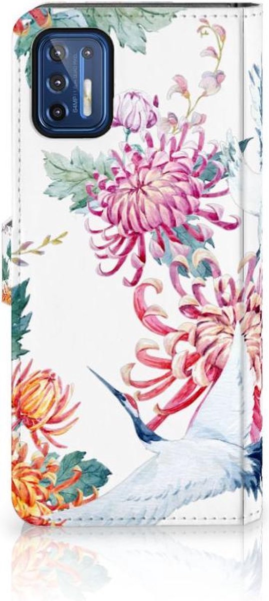 Motorola Moto G9 Plus Telefoonhoesje met Pasjes Bird Flowers