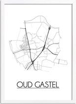 Oud-Gastel Plattegrond poster A3 + fotolijst wit (29,7x42cm) DesignClaud