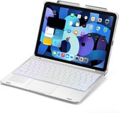Case2go - Tablet Toetsenbord Hoes geschikt voor Apple iPad Air 2020 / 2022 10.9 inch - Bluetooth Toetsenbord hoes - Touchpad - Zilver