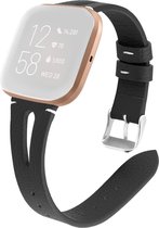 By Qubix - Fitbit Versa 1 / 2 & Lite bandje TPU leer - Zwart - Fitbit versa bandjes