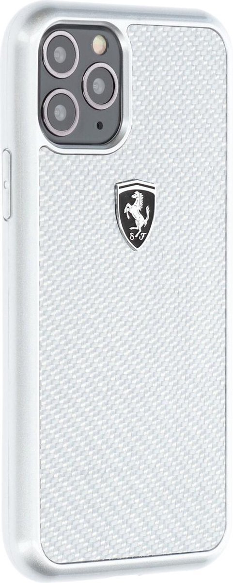 Zilver hoesje Ferrari - Backcover - iPhone 11 Pro - Carbon Fiber - FEHCAHCN58SI