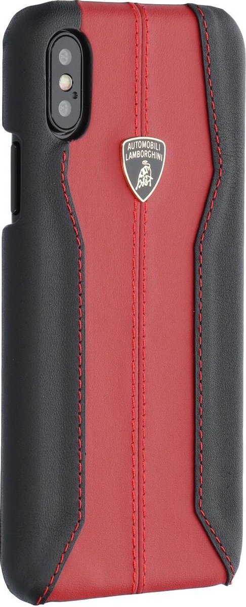 Rood hoesje van Lamborghini - Backcover - D1 Serie - iPhone X-Xs - Genuine Leather - Echt leer