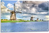 Tuinposter – Nederlandse Molens aan het Water - 90x60cm Foto op Tuinposter  (wanddecoratie voor buiten en binnen)