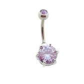 Aramat jewels ® - Navelpiercing met strass steen kristal paars