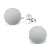 Aramat jewels ® - Zilveren matte pareloorbellen licht grijs 925 zilver 8mm