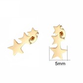 Aramat jewels ® - Oorbellen 3 sterren staal goudkleurig 10mm x 5mm dames kinderen