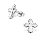 Aramat jewels ® - Oorbellen kruisje zweerknopjes hart zilverkleurig staal 11mm x 12mm