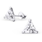 Aramat jewels ® - Oorbellen driehoek zirkonia 925 zilver transparant 7mm