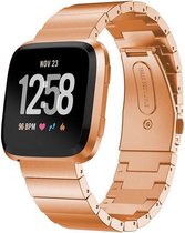 Stalen Smartwatch bandje - Geschikt voor  Fitbit Versa / Versa 2 metalen bandje - rosé goud - Horlogeband / Polsband / Armband