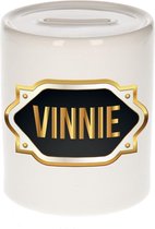 Vinnie naam cadeau spaarpot met gouden embleem - kado verjaardag/ vaderdag/ pensioen/ geslaagd/ bedankt