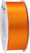 1x Luxe, brede Hobby/decoratie oranje satijnen sierlinten 4 cm/40 mm x 25 meter- Luxe kwaliteit - Cadeaulint satijnlint/ribbon