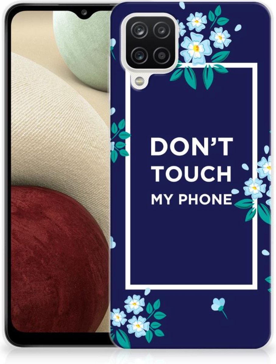 Samsung Galaxy A12 Silicone-hoesje Flowers Blue DTMP