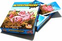 Moddervarkens speldoos open met kaarten. De doos toont cartoonvarkens die in modder springen en de tekst 'MODDERVARKENS'.